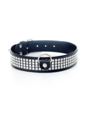 Fetish B - Series Collar with crystals 3 cm silver