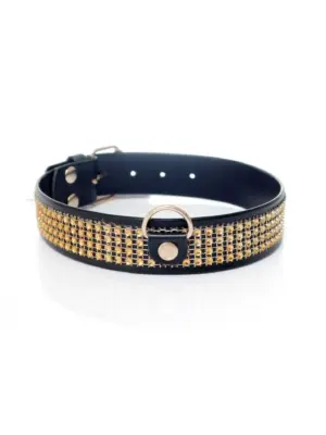 Fetish B - Series Collar with crystals 3 cm gold