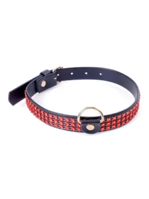 Fetish B - Series Collar with crystals 2 cm Red Line