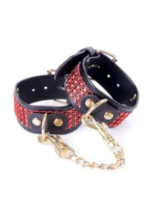 Fetish B - Series Handcuffs with cristals 3 cm Red Line