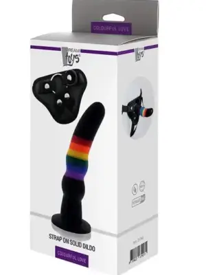 COLOURFUL LOVE STRAP ON SOLID DILDO