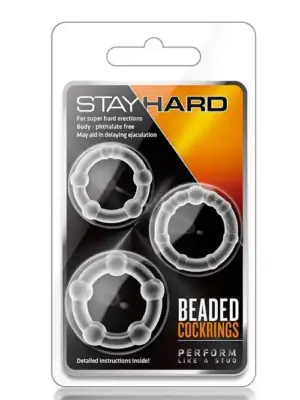 STAY HARD BEADED COCKRINGS CLEAR