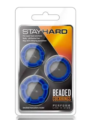 STAY HARD BEADED COCKRINGS BLUE