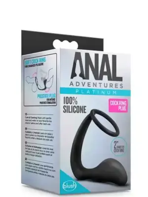 ANAL ADVENTURES COCK RING PLUG BLACK