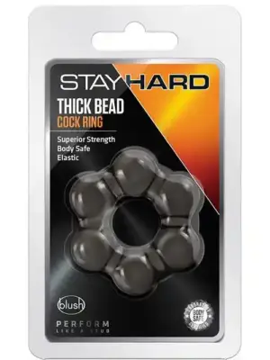 STAY HARD THICK BEAD COCK RING BLACK