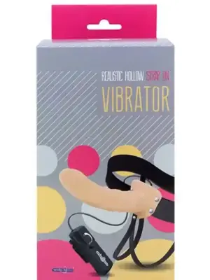 REALISTIC HOLLOW STRAP ON VIBRATOR 8INCH