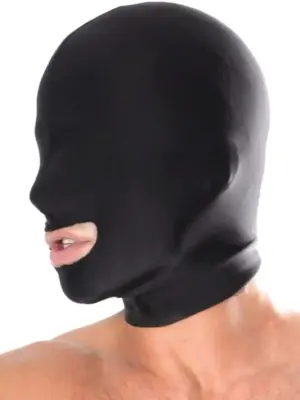 FETISH FANTASY SERIES SPANDEX OPEN MOUTH HOOD BLACK