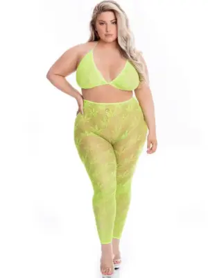 ALL ABOUT LEAF BRA SET GRN, PLUS SIZE