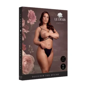 Open Cup Triangle Bra with Lace and Adjustable Sliders - Plus Size - Black