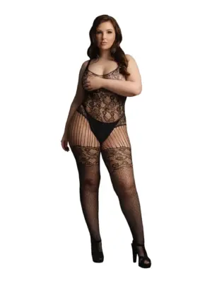 Lace and Fishnet Bodystocking - Plus Size