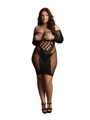 Sukienka Mini z Długim Rękawem Plus Size
