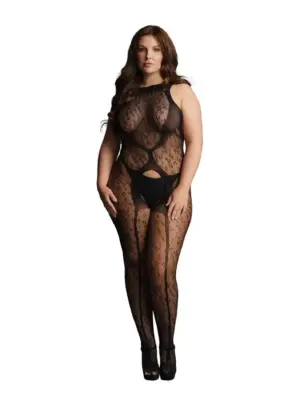 Crotchless Leopard Bodystocking - Plus Size