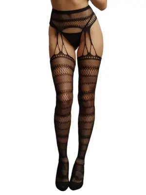 Suspender Striped Pantyhose - One Size