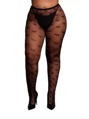 Heart Patterned Tights - Plus Size - Black
