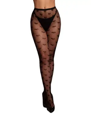 Heart Patterned Tights - One Size - Black