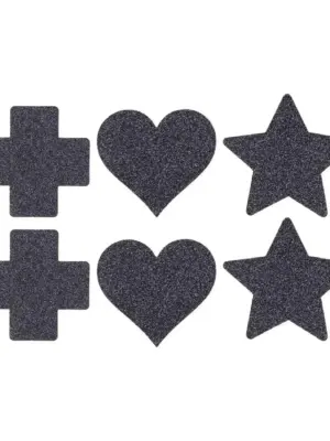 Nipple Cover Set - Cross Star Heart - Black