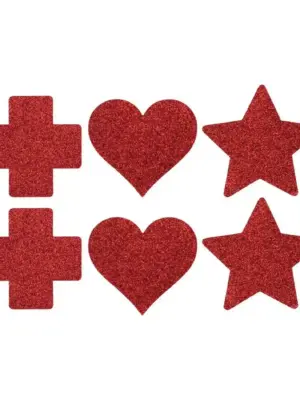 Nipple Cover Set - Cross Star Heart - Red