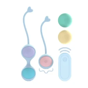 Vibrating and 5 Weight Interchangeable Kegel Kit with Remote Control - Purple