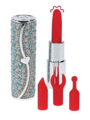 Tiffany - Lipstick Vibrator with 4 Attachments - Blue
