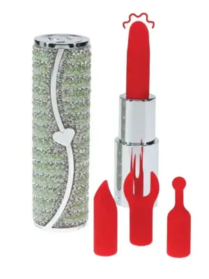 Candy - Lipstick Vibrator with 4 Attachments - Green