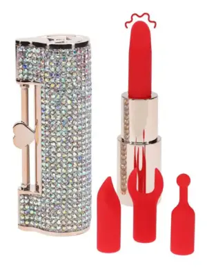 Diamond - Lipstick Vibrator with 4 Attachments - Iridescent