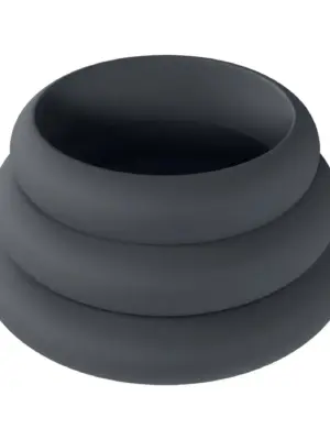 Zestaw Trzech Pierścieni do Penisa z Silikonu S/M/L - Czarny