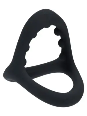 Soft Bead Grip Silicone Cock and Ball Ring - Black