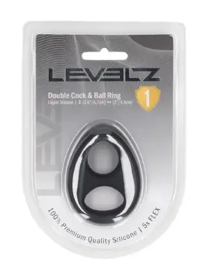 Double Liquid Silicone Cock and Ball Ring - Black