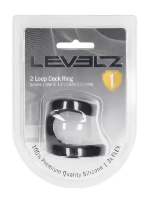 2 Loop Silicone Cockring - Black