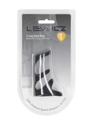 3 Loop Silicone Cockring - Black