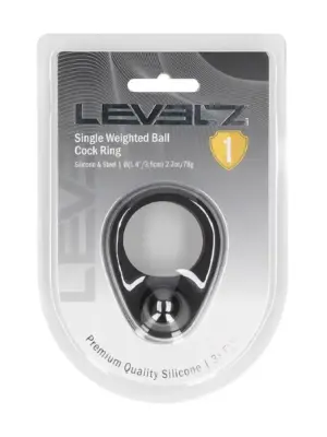 Liquid Silicone Single Weighted Ball Cockring - Black
