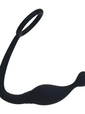 Silicone Cockring with Prostate Stimulator - S - Black