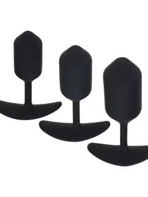 Silicone Weighted Anal Plug Training Set of 3 - Black