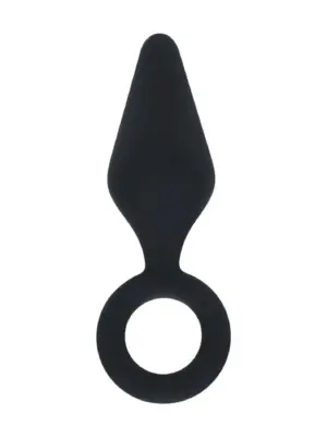 Silicone Anal Plug with Loop - S - Black