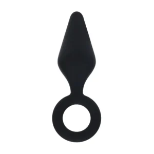 Silicone Anal Plug with Loop - M - Black