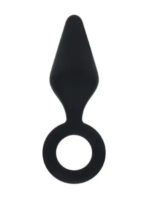 Silicone Anal Plug with Loop - M - Black