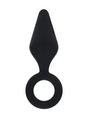 Silicone Anal Plug with Loop - L - Black