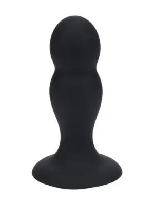 Double Rattle Liquid Silicone Anal Plug - M - Black
