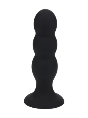 Tri Rattle Liquid Silicone Anal Plug - L - Black