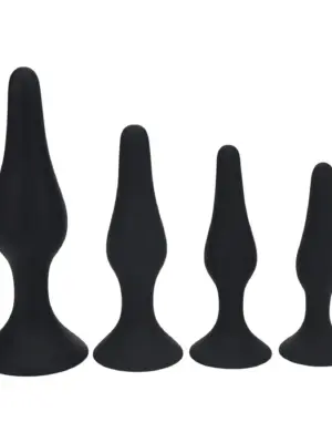 Slim Silicone Anal Plug Set of 4 - S/M/L/XL - Black