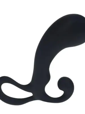 Masażer prostaty z pętelką i bulwą - Silikonowy - Czarny - S
