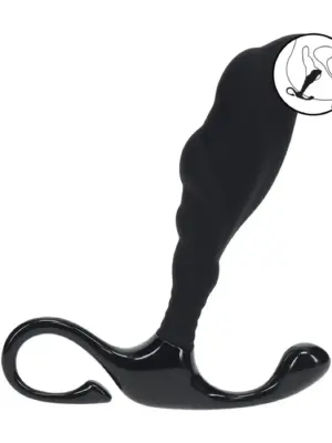 Rippled with Hard Loop Silicone Prostate Massager - S - Black