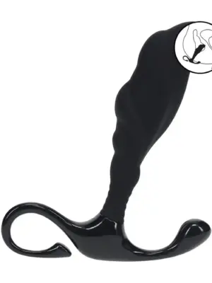 Rippled with Hard Loop Silicone Prostate Massager - L - Black