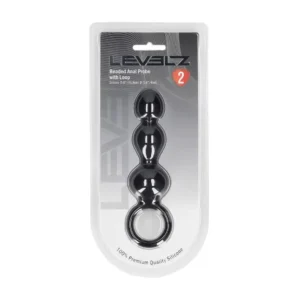 Beaded Silicone Anal Probe with Loop - Black