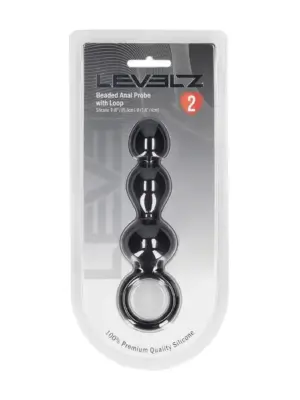Beaded Silicone Anal Probe with Loop - Black