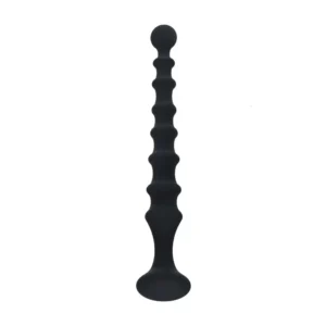 Ribbed Silicone Flared Anal Probe - Black