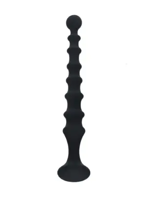 Ribbed Silicone Flared Anal Probe - Black