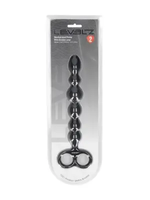 Beaded Silicone Anal Probe with Double Loop - Black