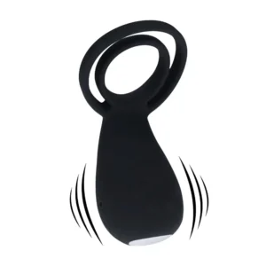 Vibrating Cock and Ball Ring with Paw Stimulator - Black