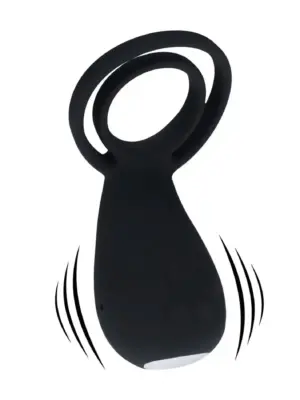 Vibrating Cock and Ball Ring with Paw Stimulator - Black